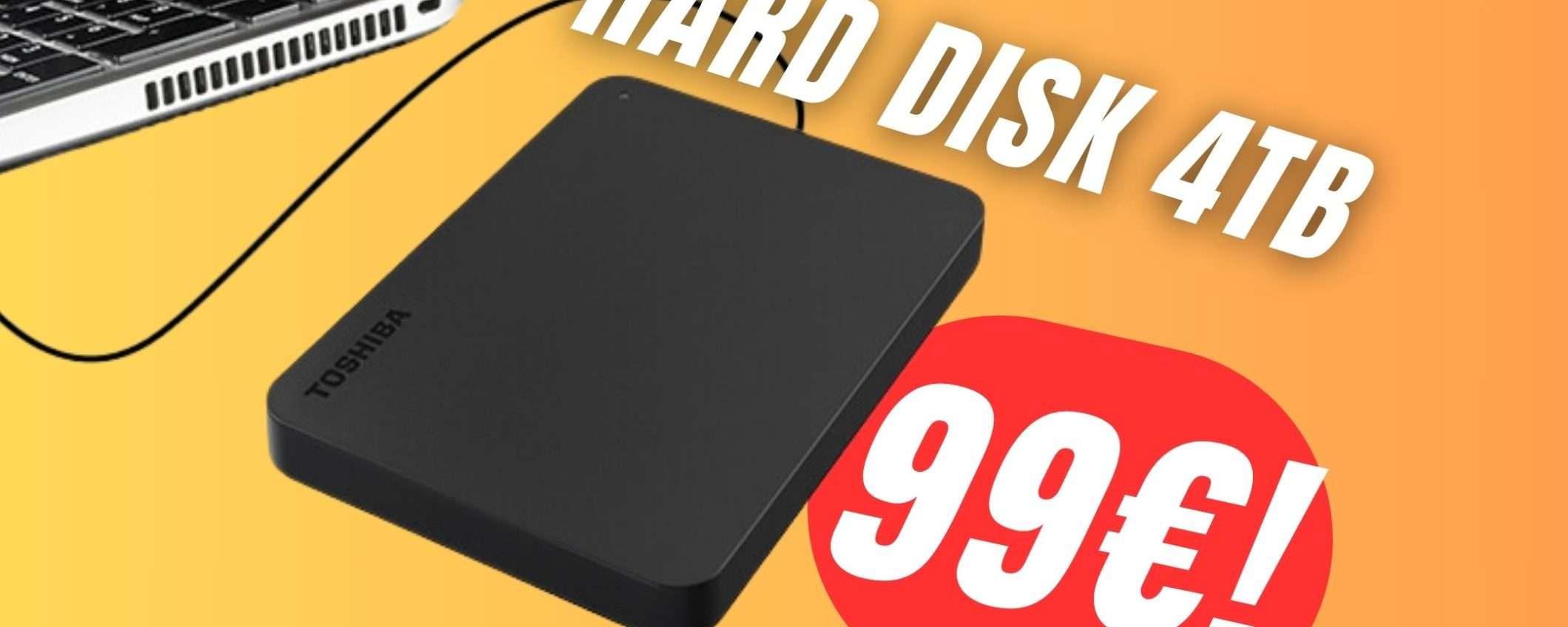 L'Hard Disk Esterno da 4TB di Toshiba a soli 99€ è REGALATO!