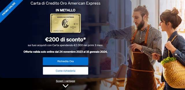 american express carta oro promo online gennaio 2024