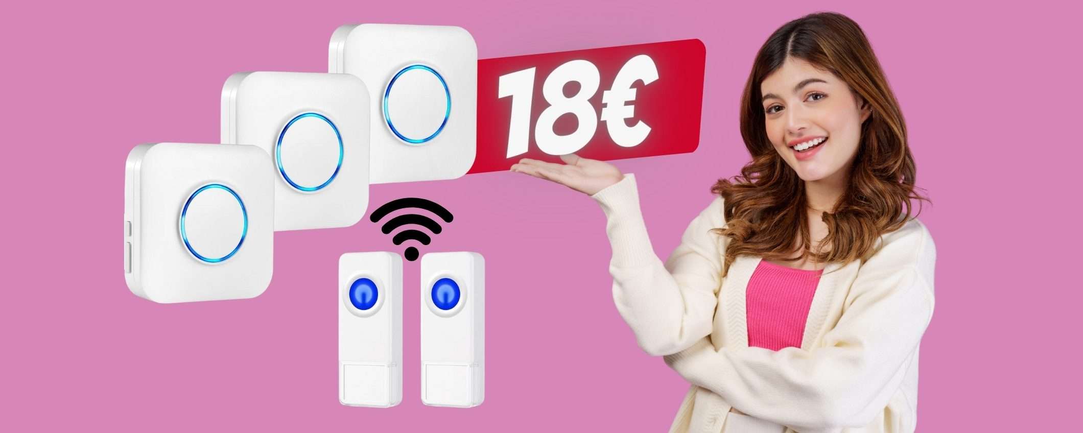 Campanello wireless con 2 trasmettitori e 3 ricevitori a METÀ PREZZO