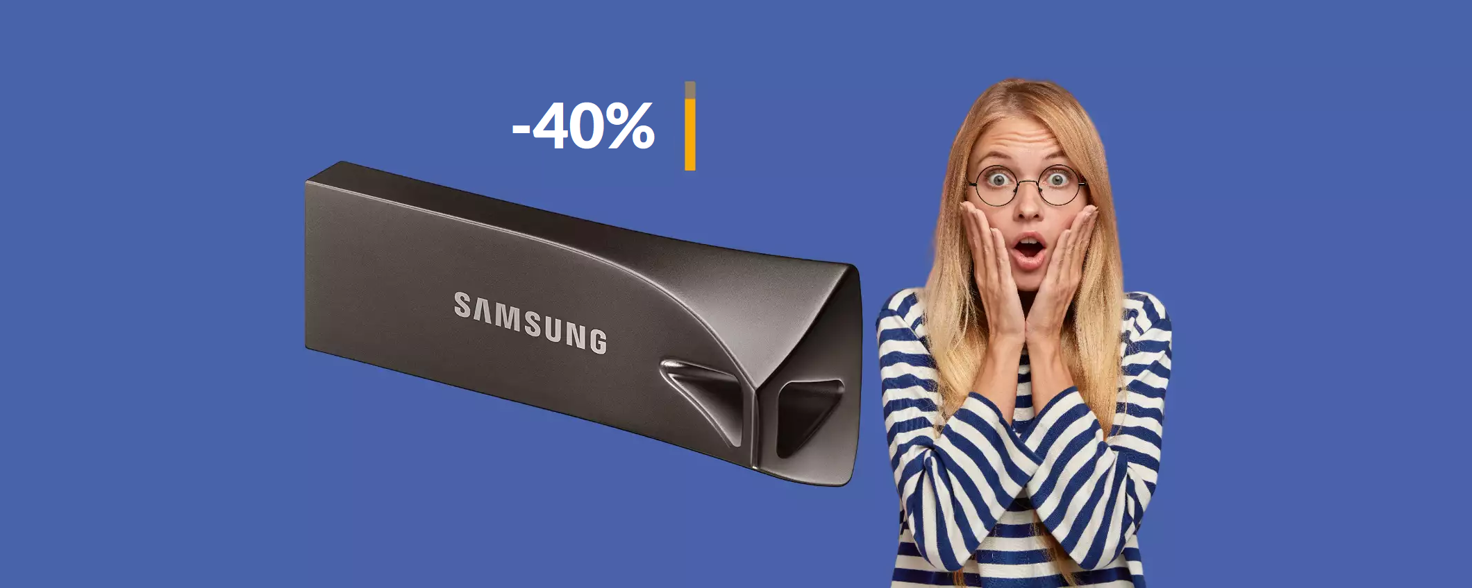 Chiavetta USB Samsung 256GB, resistente e veloce: bastano 38€