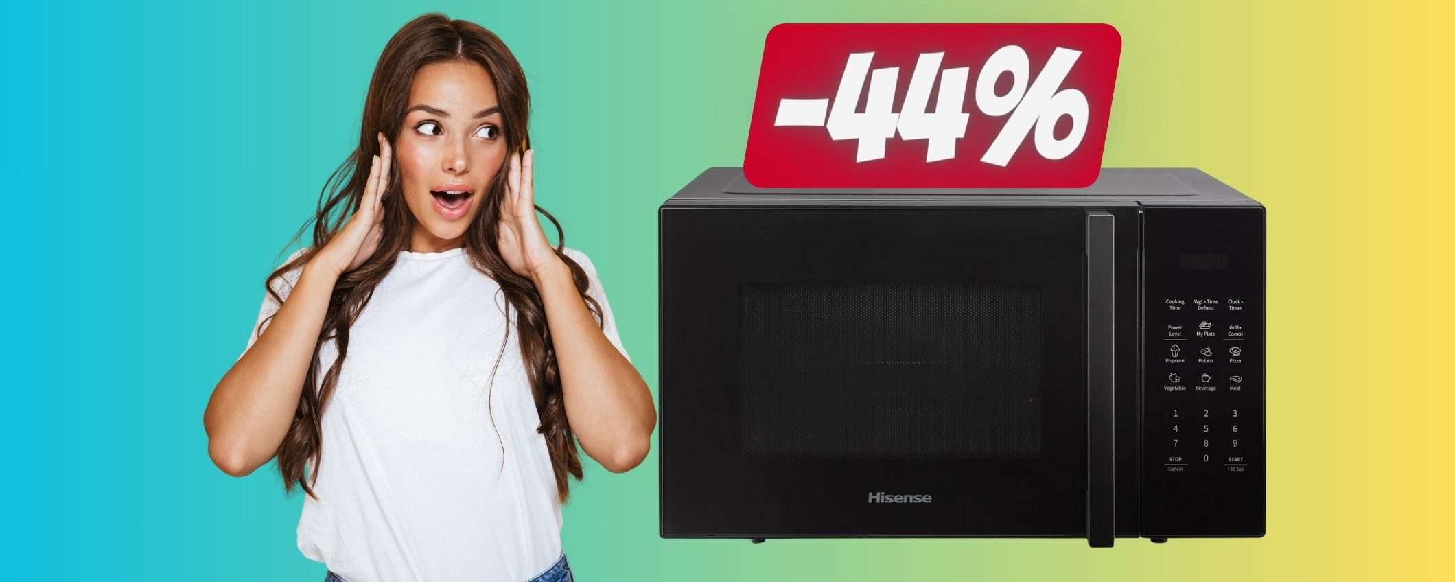 Hisense: forno microonde da 23L e 800W in SUPER OFFERTA al 44%