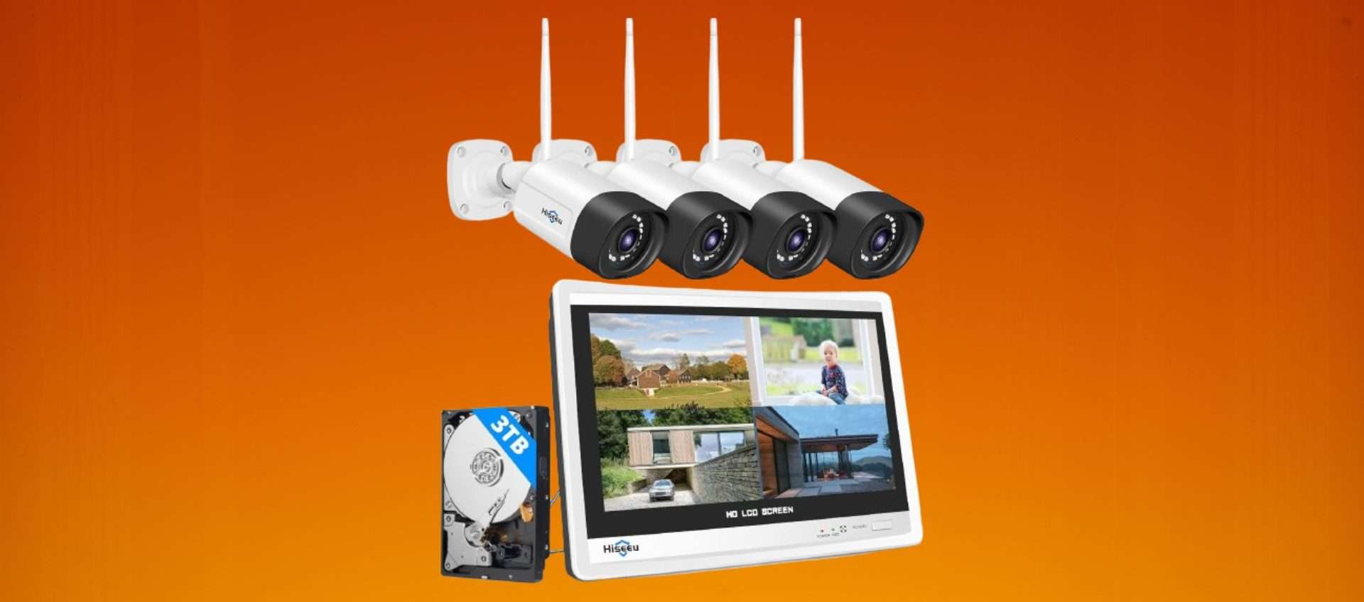 Monitor + 4 telecamere in super offerta: il kit definitivo per la videosorveglianza