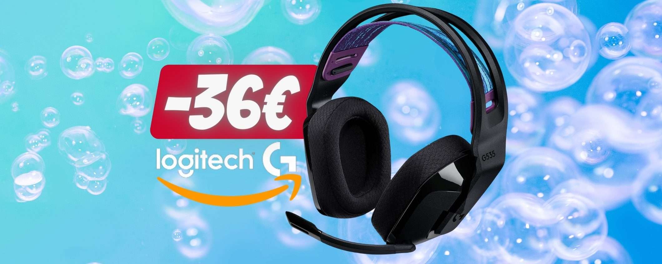 Logitech G535 Lightspeed: cuffie wireless gaming con microfono al 25%