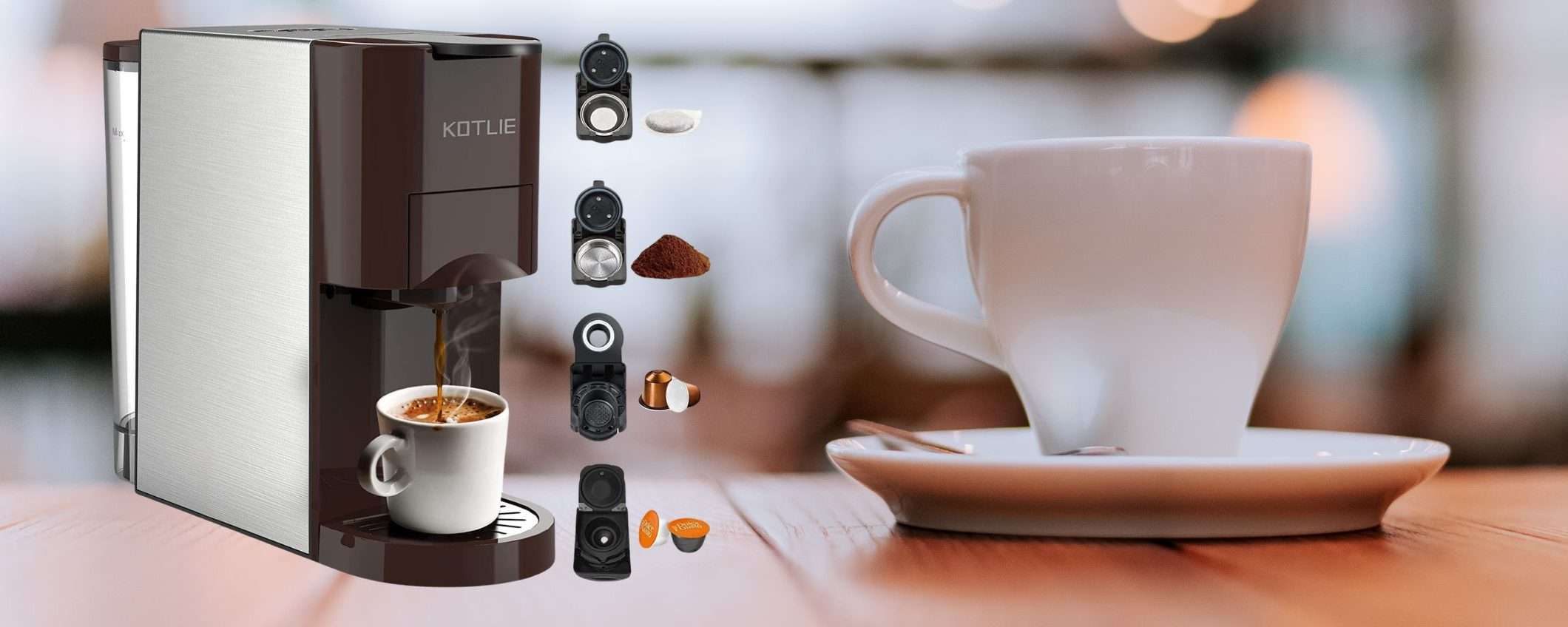 Macchina del caffè 4 in 1 a prezzo WOW: supporta cialde, capsule e polvere