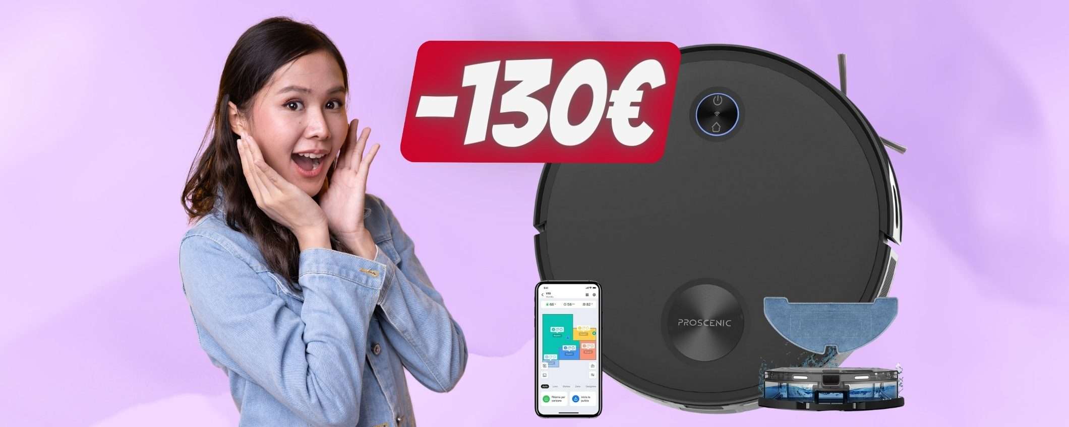 SCONTO di 130€ per il Robot aspira e lava Proscenic Floobot V10