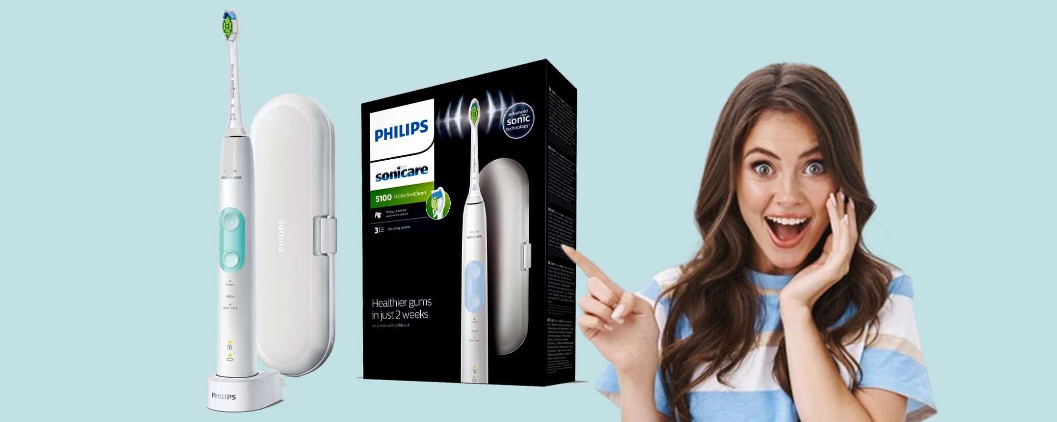 Spazzolino elettrico sonico di Philips in offerta al prezzo WOW