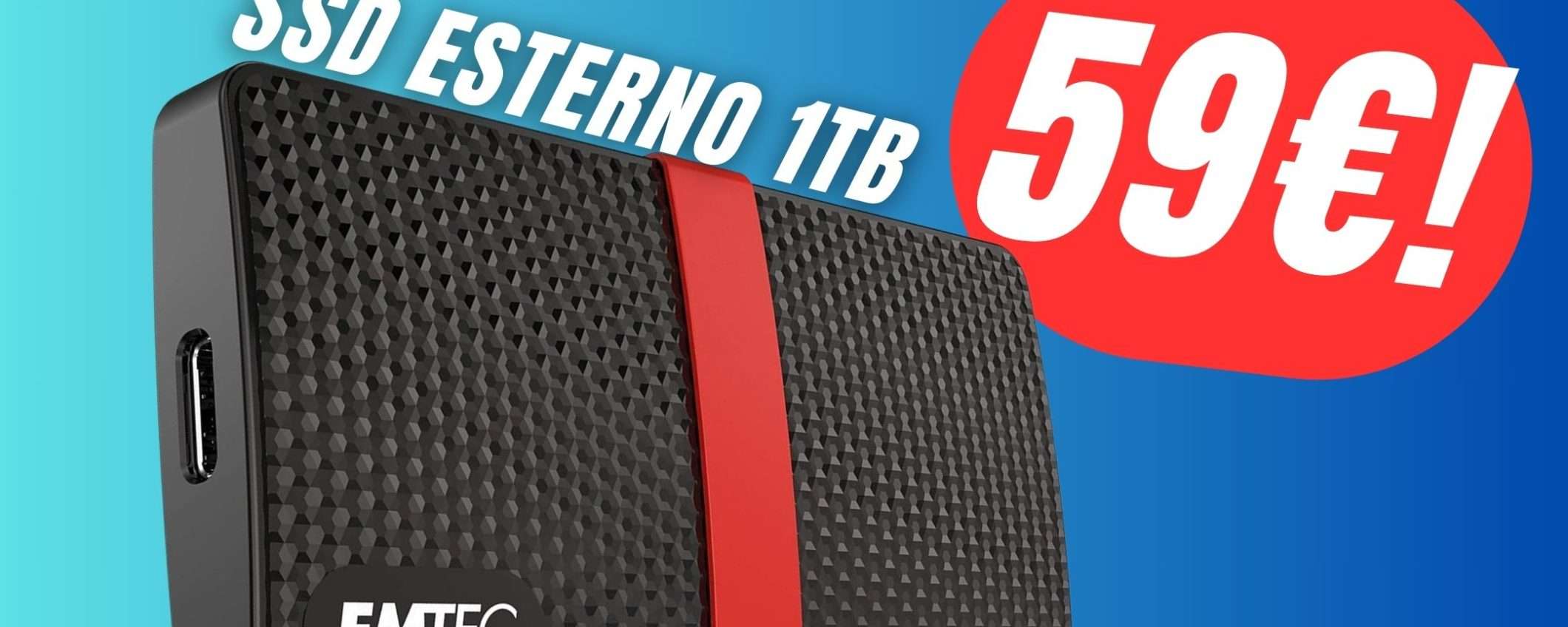 FAI PRESTO! Questo SSD Esterno da 1TB costa solo 59€!