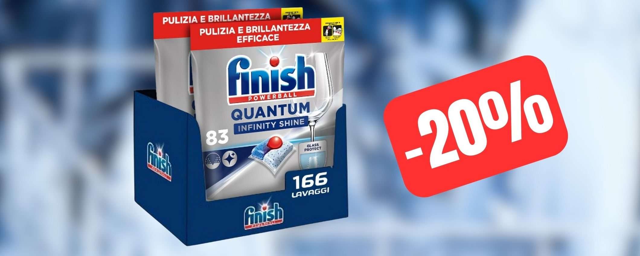 Finish Quantum Lavastoviglie: 166 capsule a PREZZO SCONTATO (-20%)