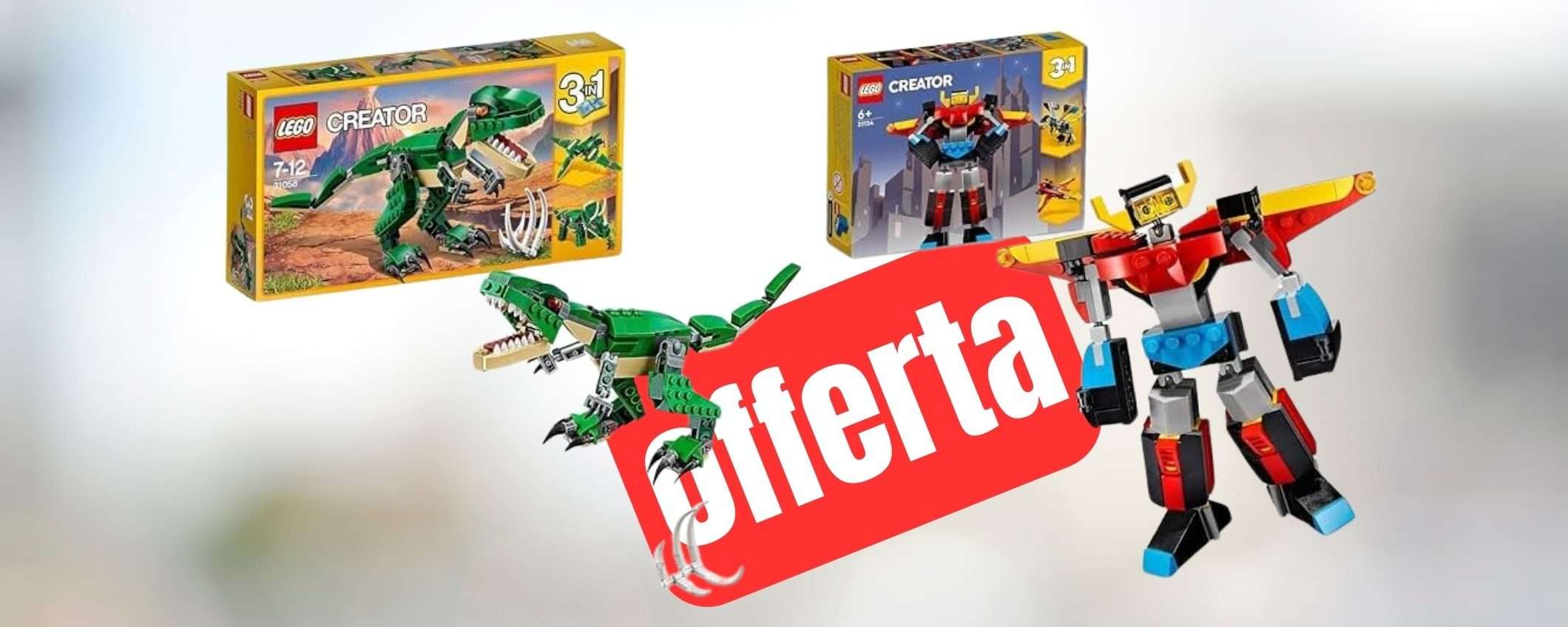 LEGO Dinosauro e Robot: due set in BUNDLE e in OFFERTA su Amazon