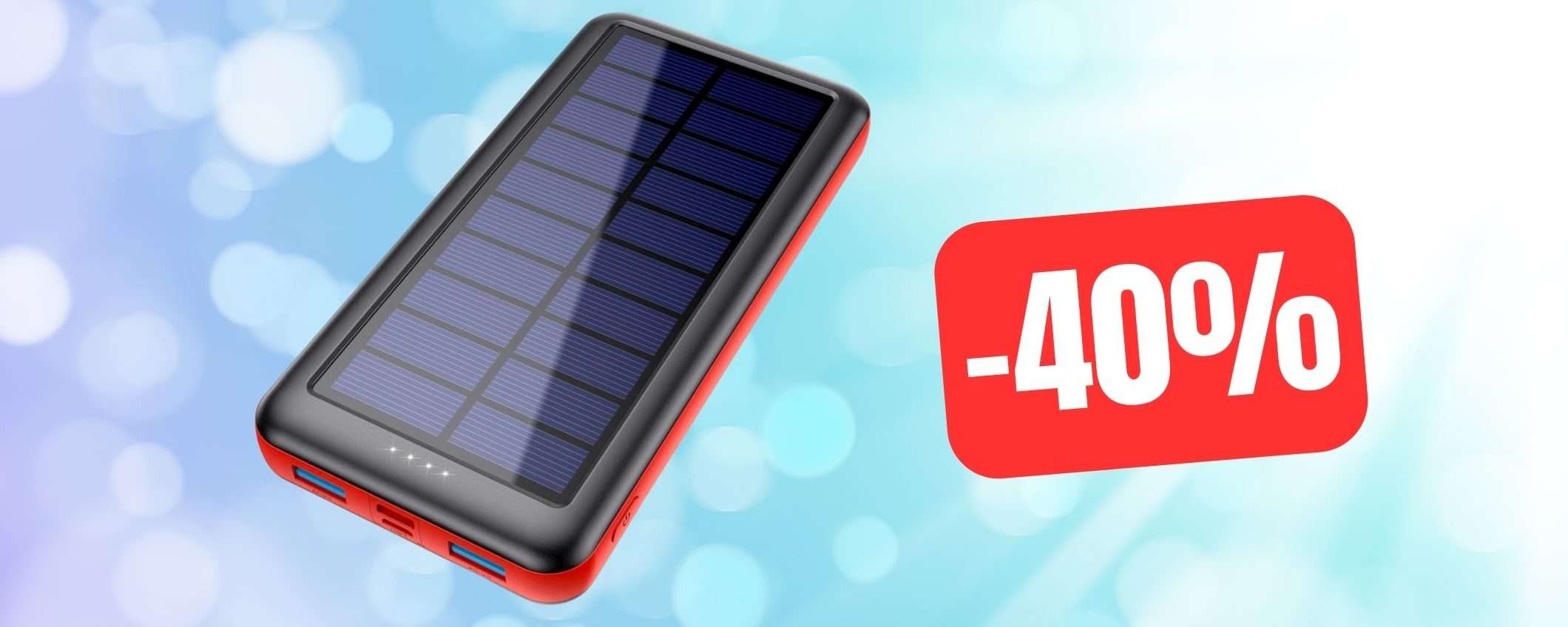 Questo power bank solare da 26800mAh è una bomba: attiva il coupon Amazon (-40%)