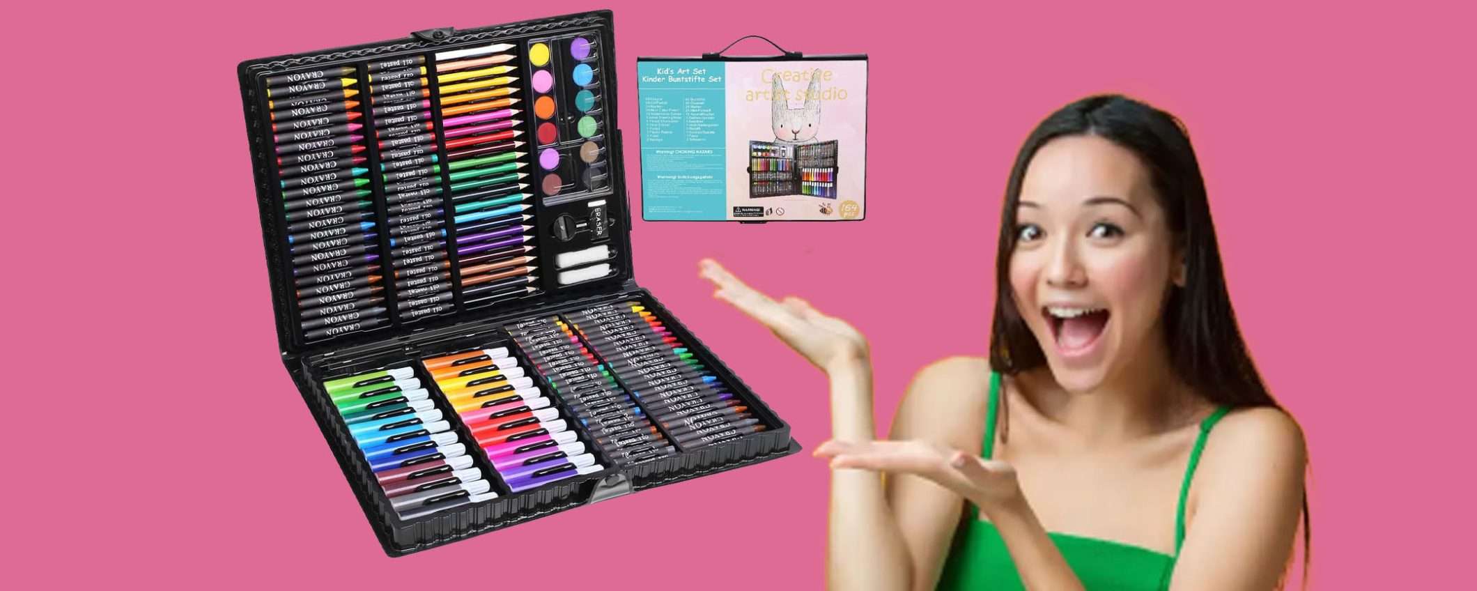 Set di colori da disegno (164 pezzi) in doppio sconto WOW a 18€