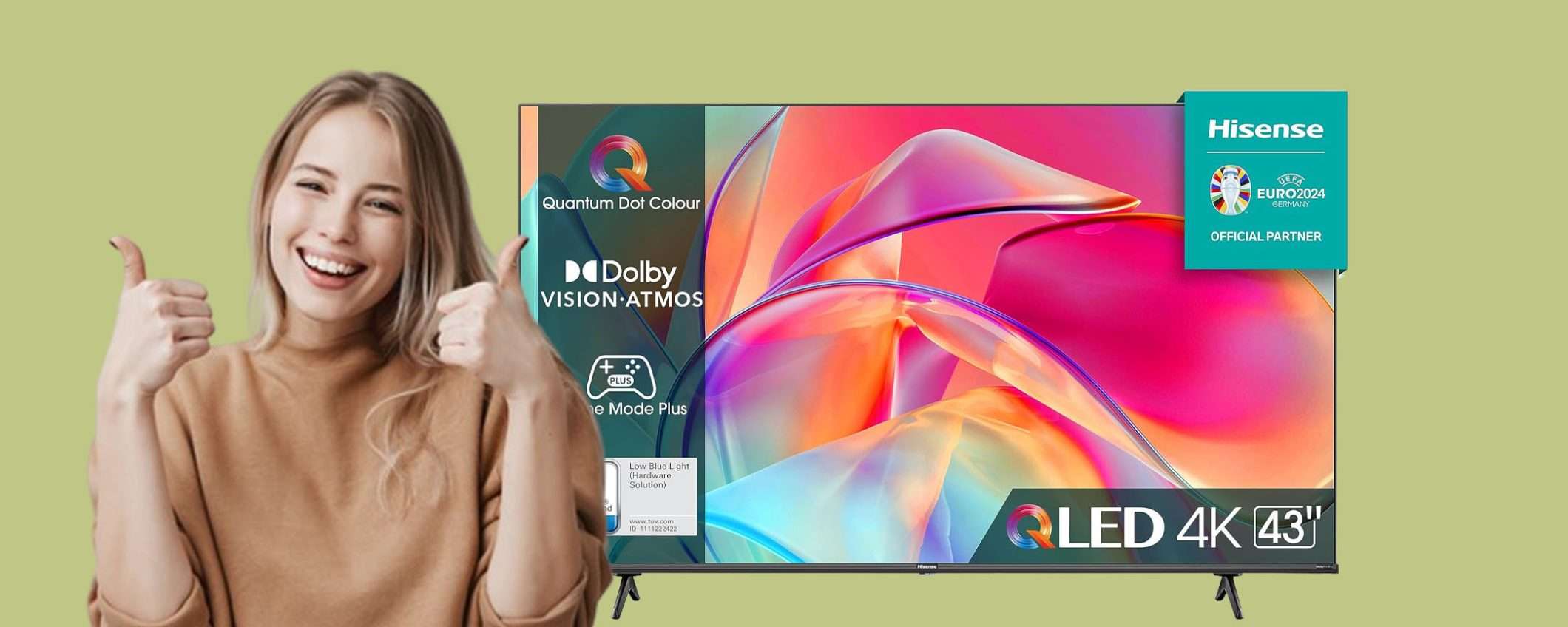 Smart TV Hisense 4K QLED da 43 pollici in offerta SUPER a 329€