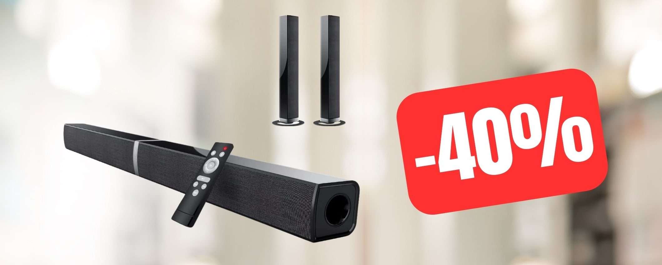 Soundbar 2-in-1 a PREZZO STRACCIATO: lo sconto Amazon è follia (-40%)