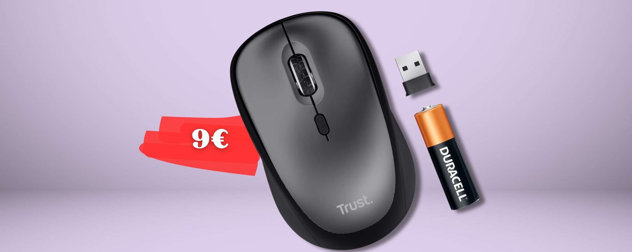 Trust Yvi+ è il mouse wireless ambidestro SILENZIOSO e a soli 9€