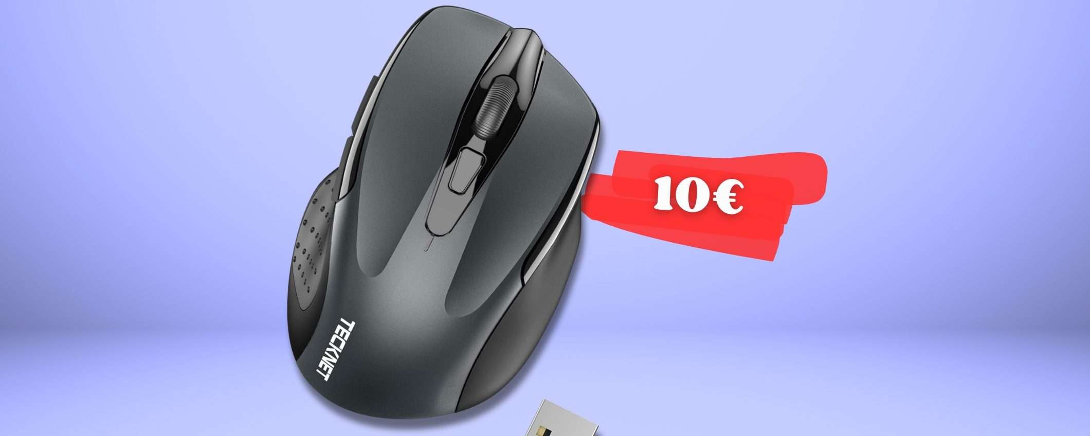 Mouse wireless a soli 10€ con micro ricevitore USB: batteria 24 MESI