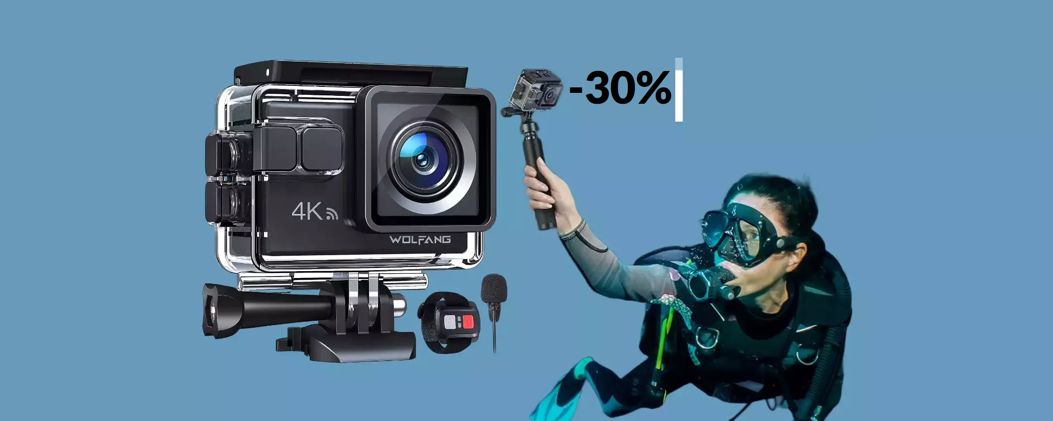 Action cam 4K a soli 48€ spuntando il coupon: una vera BOMBA