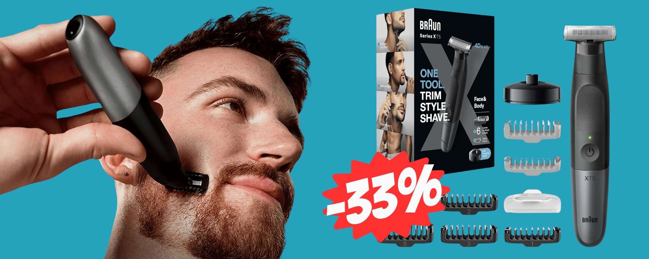 Braun: rasoio elettrico e regolabarba in MAXI SCONTO su Amazon (-33%)