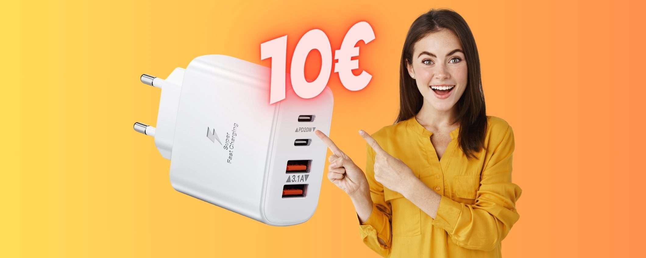 Caricatore USB da 40W e 4 uscite a 10€: ROBA da MATTI su Amazon