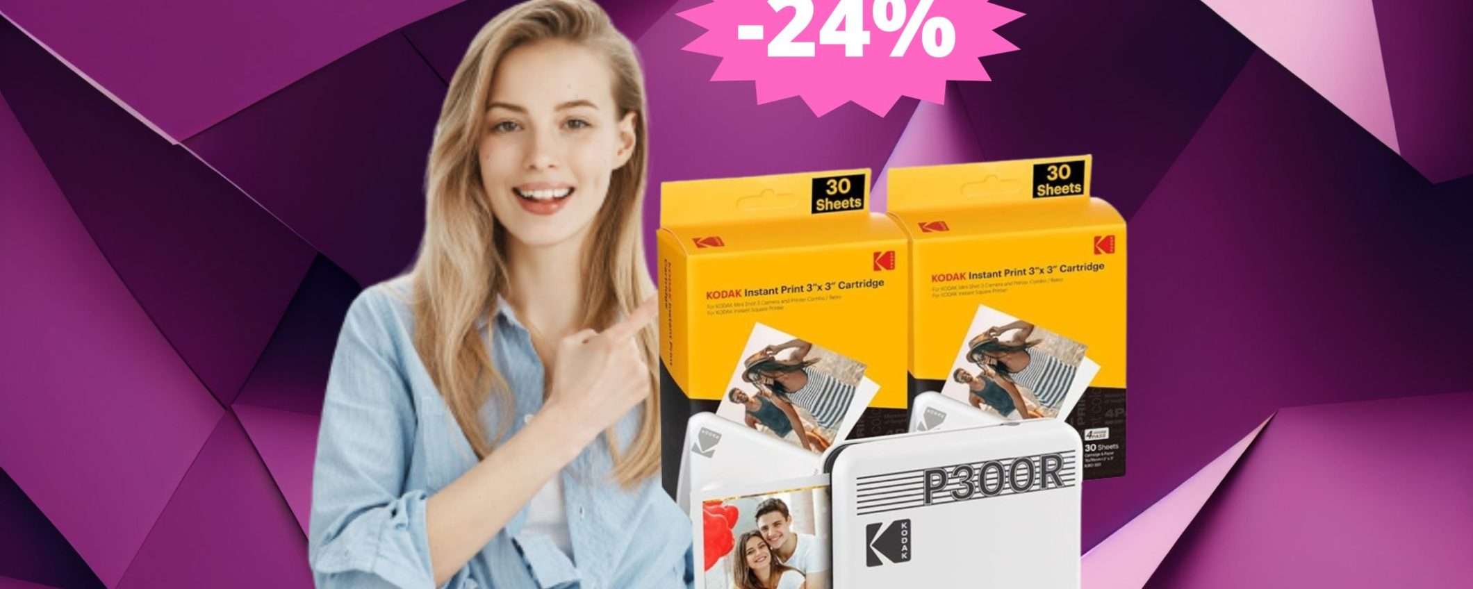 Kodak Mini 3 Retro: SUPER sconto del 26% + 68 fogli GRATIS