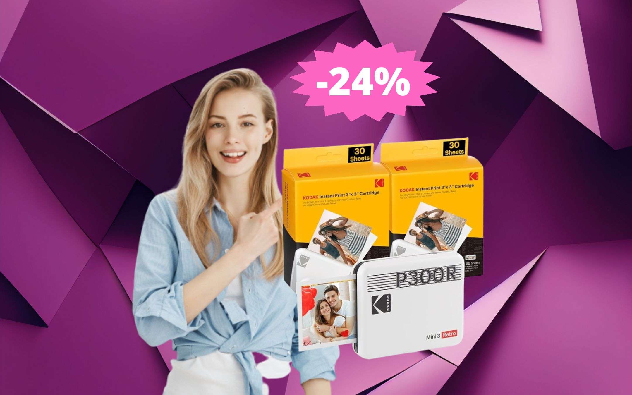 Kodak Mini 3 Retro: Super Sconto Del 26% + 68 Fogli Gratis