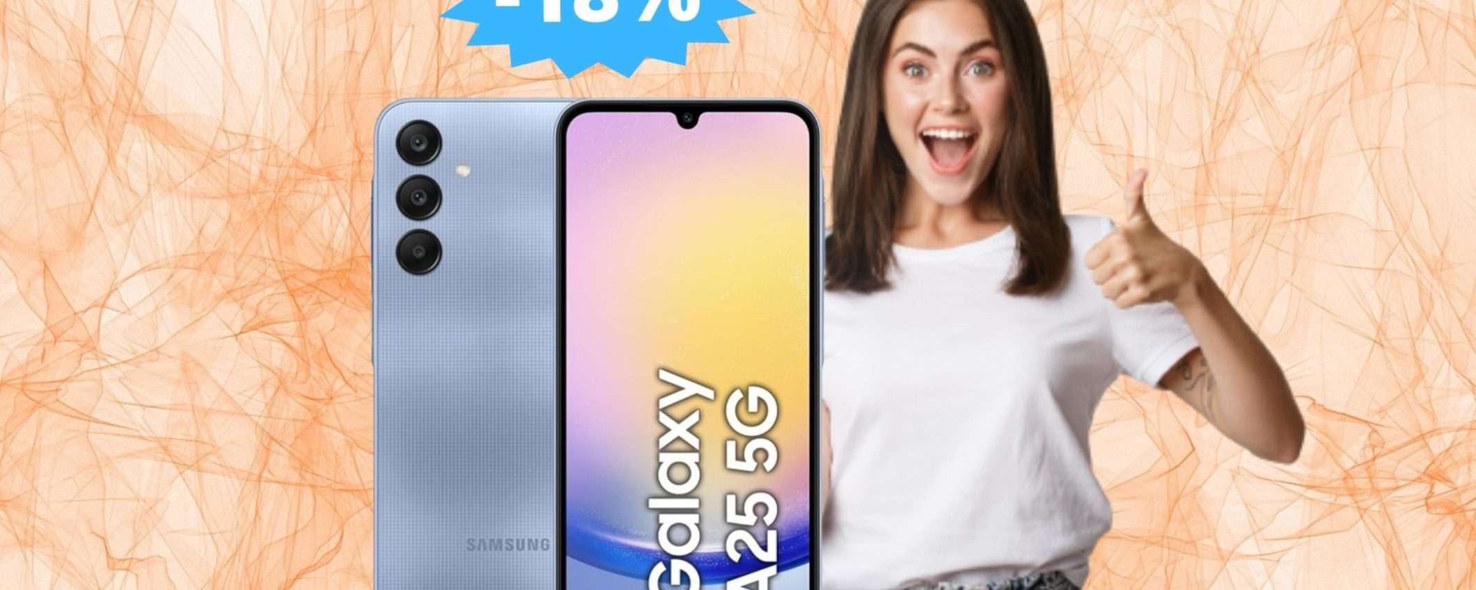 Samsung Galaxy A25: sconto ECCEZIONALE del 18% su Amazon