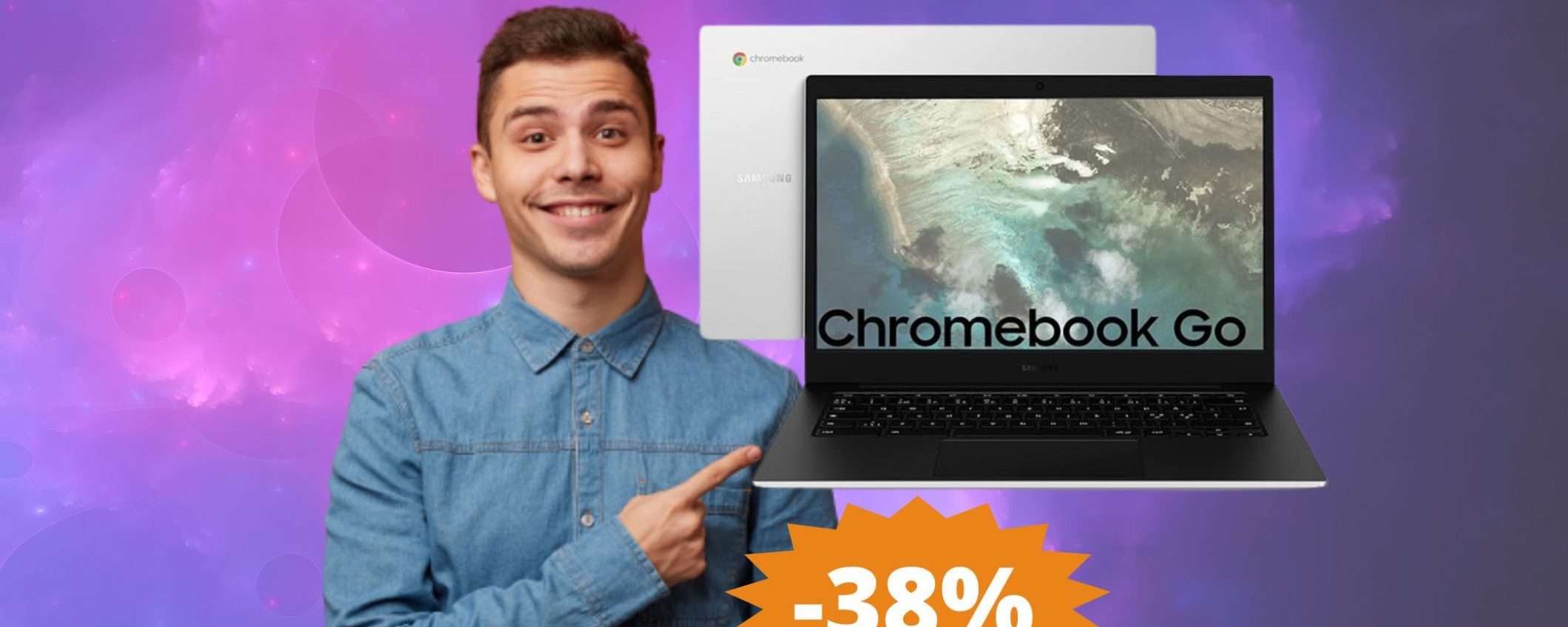 Samsung Galaxy Chromebook Go: prezzo BOMBA su Amazon (-38%)