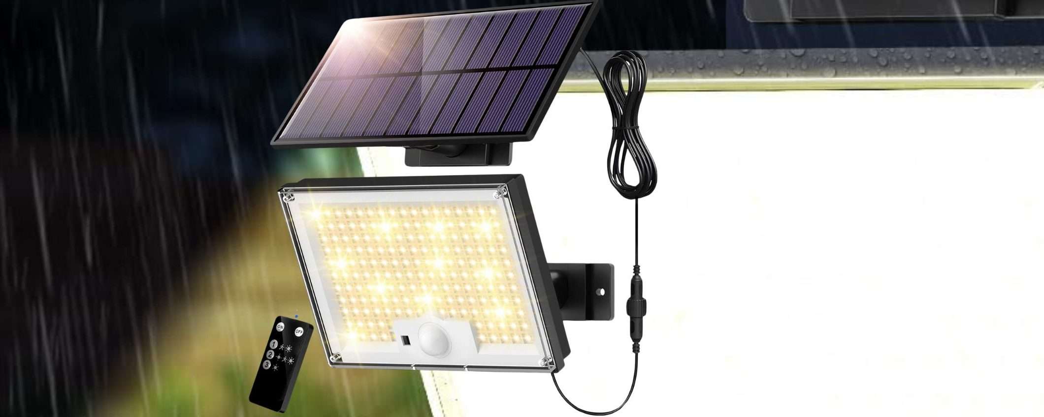 Solo 11€ per questo faro solare LUMINOSISSIMO da 172 LED (Amazon)