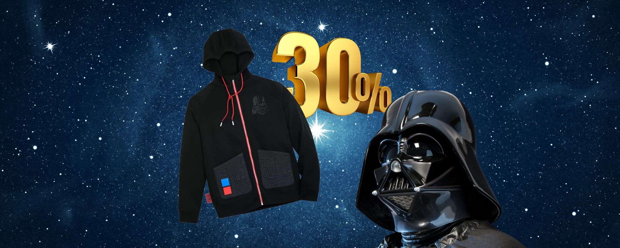 Felpa Darth Vader Star Wars in offerta al 30%, solo 50€