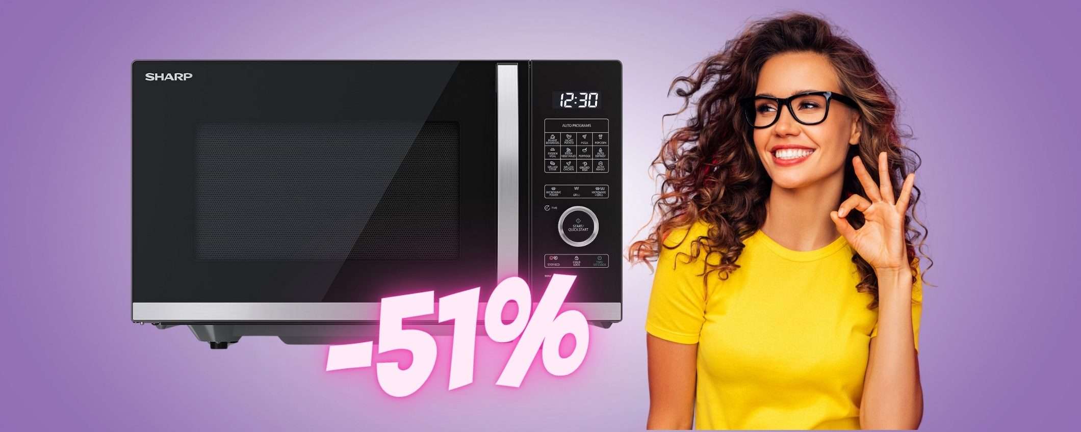 Forno a microonde SHARP da 900W e 23L in PROMO al 51%