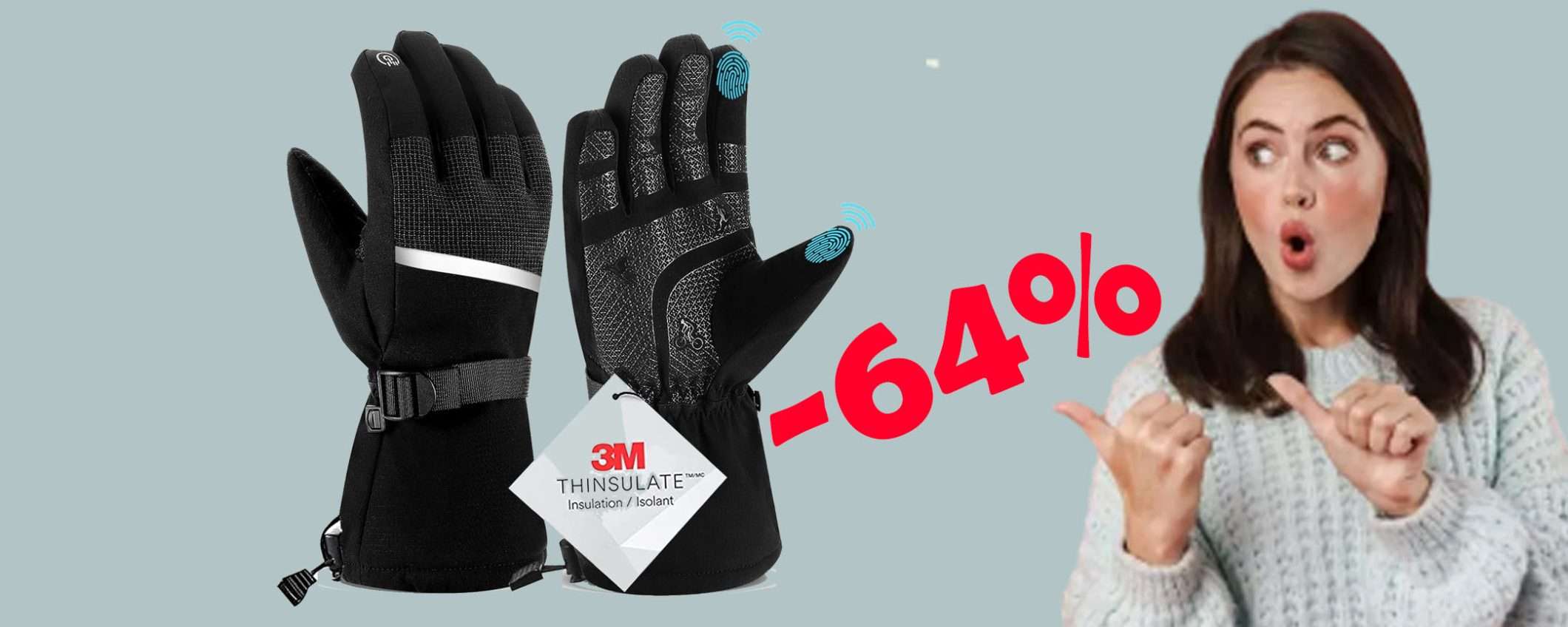 Guanti da neve caldi e impermeabili unisex: sconto WOW del 64%