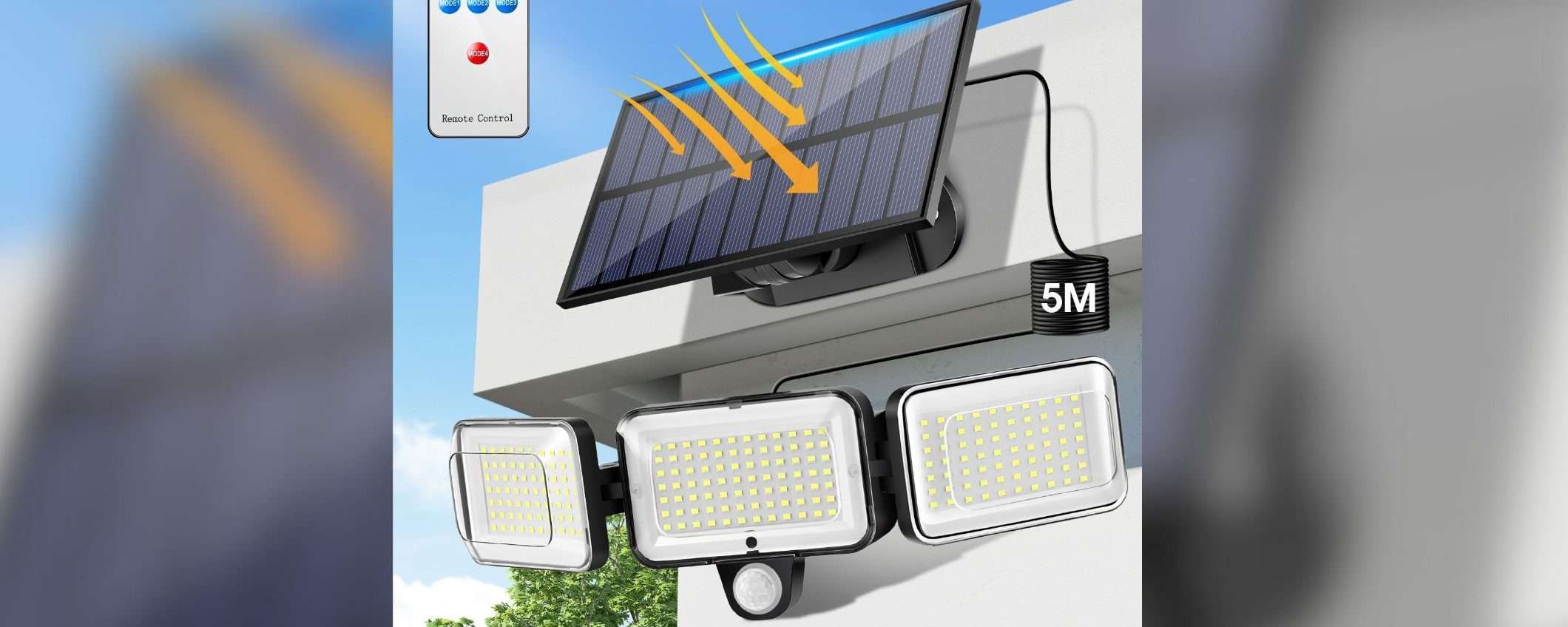 Faro solare a 3 teste a 14€: luminosità IMPRESSIONANTE, consumo ZERO