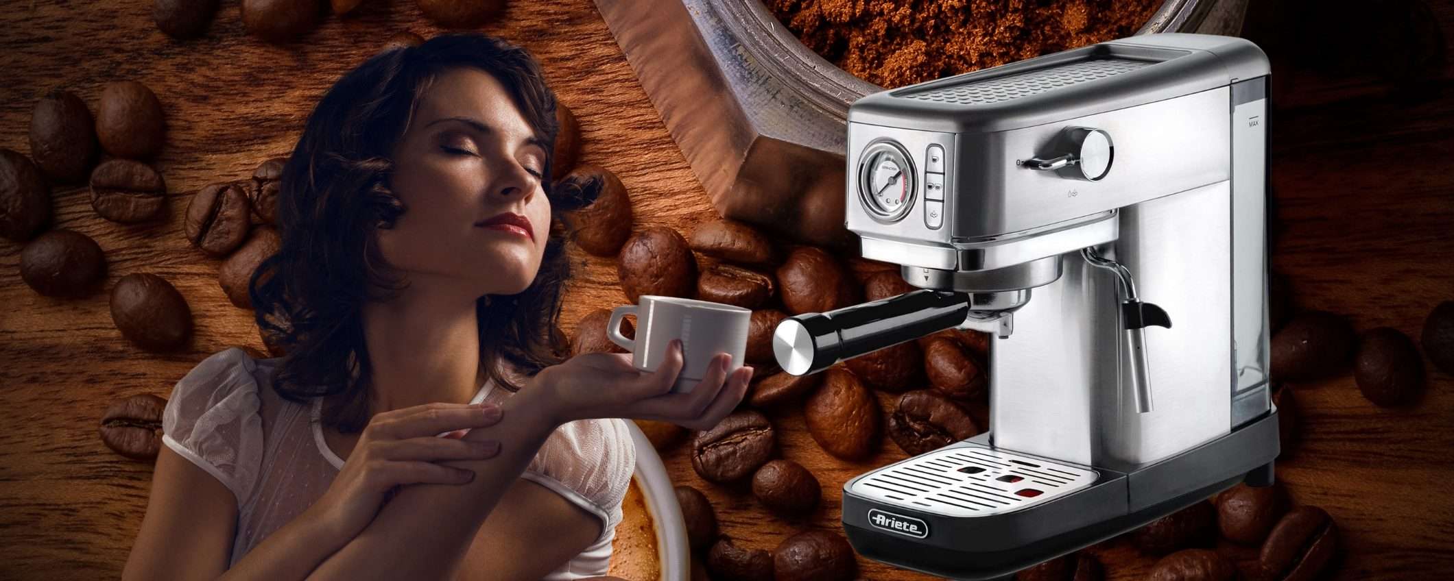 Macchina per caffè e cappuccio professionale Ariete Slim Metal 1381