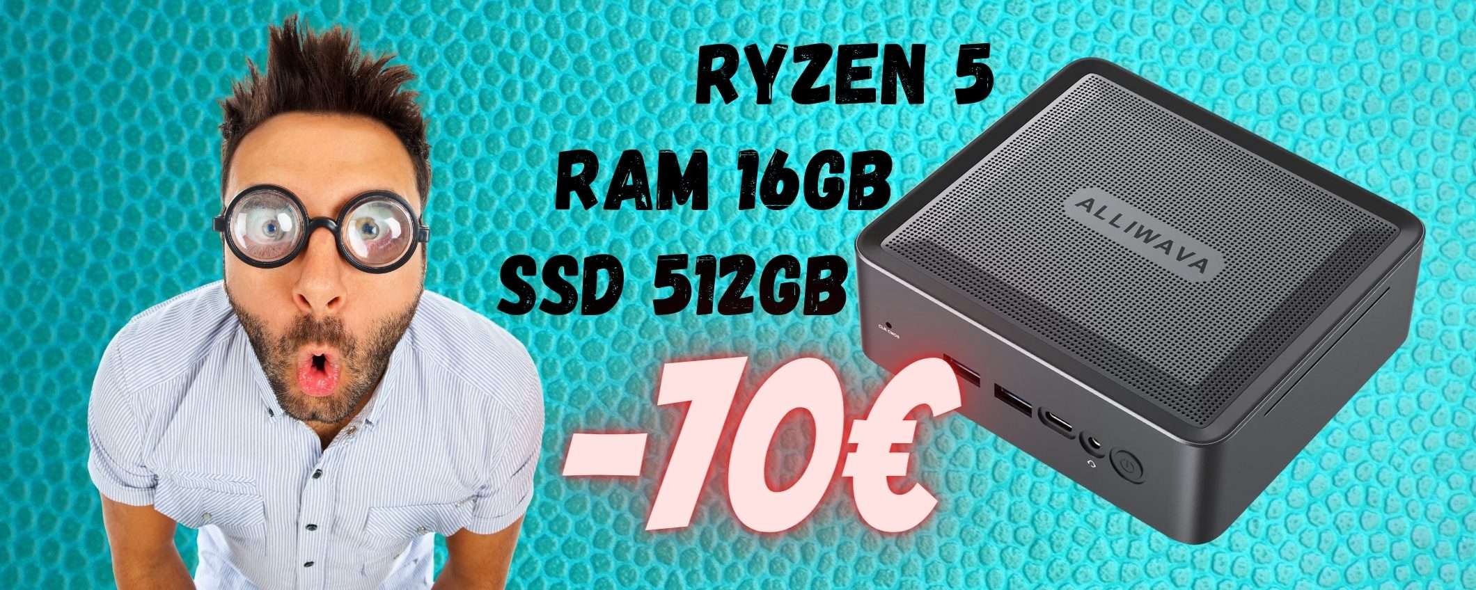 Mini PC con AMD Ryzen 5, 16/512GB in OFFERTA a 299€ con il COUPON