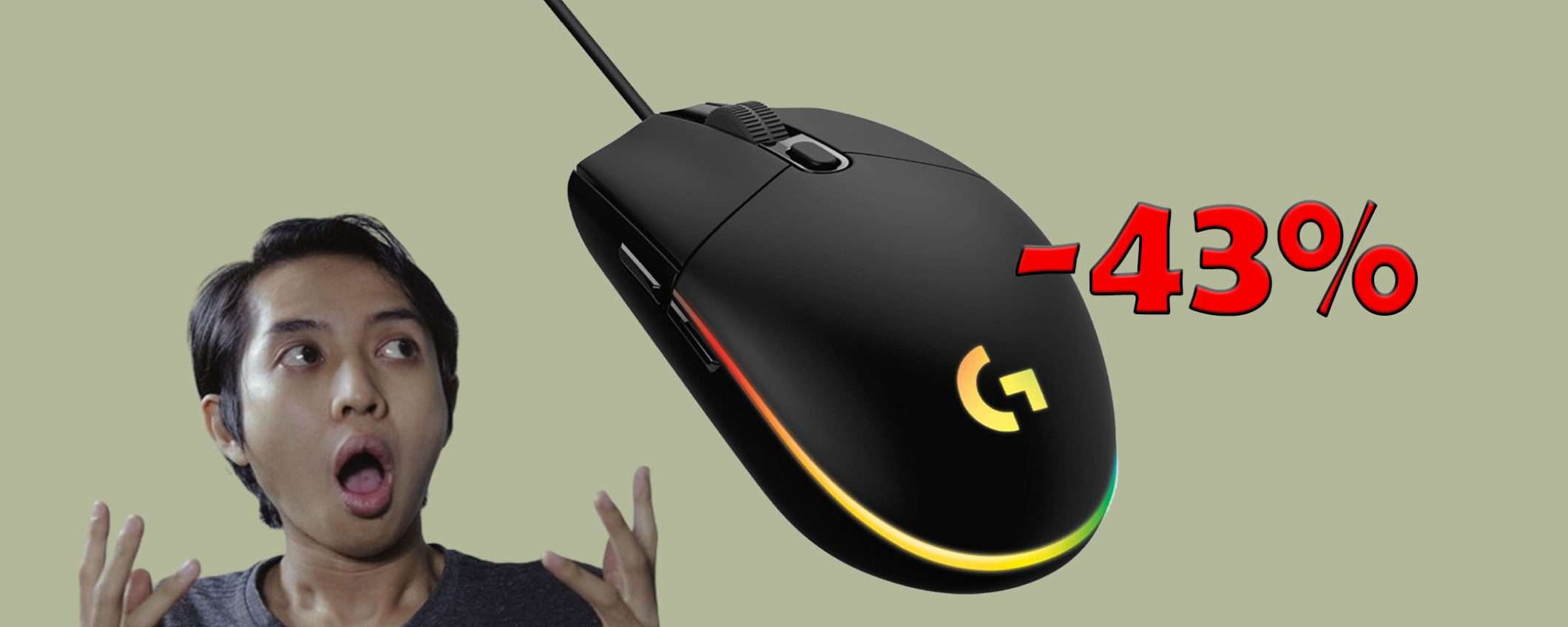 Mouse da gaming Logitech G203 in sconto FOLLE del 43%