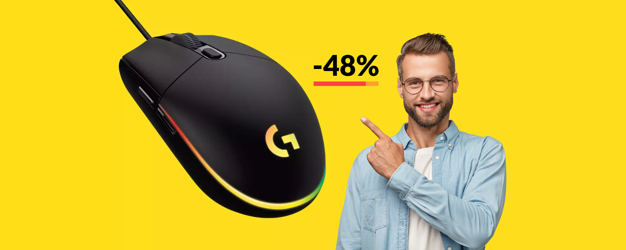 Mouse gaming Logitech con luci personalizzabili: un AFFARE a 21€