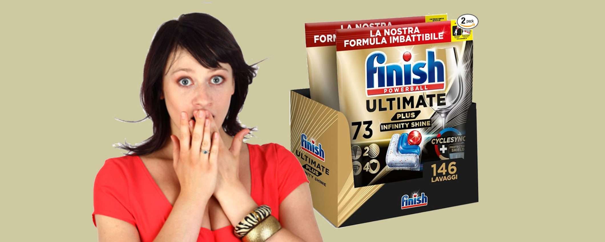 Pastiglie per lavastoviglie Finish Ultimate Plus: 146 capsule al prezzo WOW