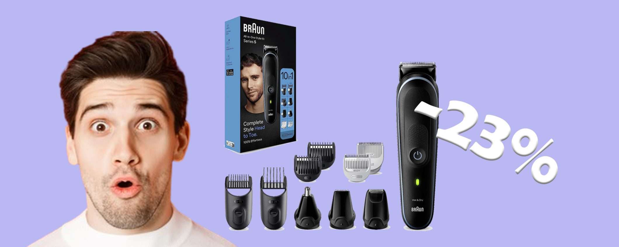 Rasoio elettrico Braun per barba e capelli: offerta SUPER su Amazon