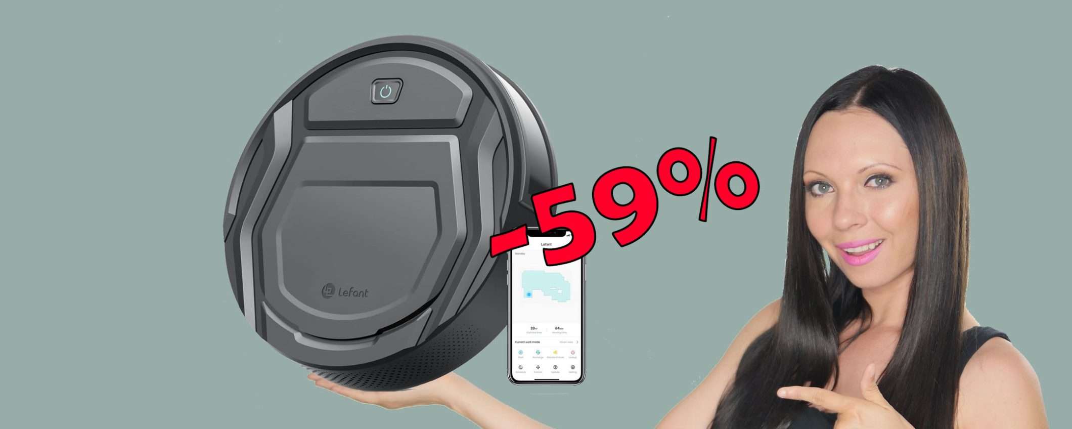 Robot aspirapolvere smart in SUPER sconto del 59%: prezzo TOP