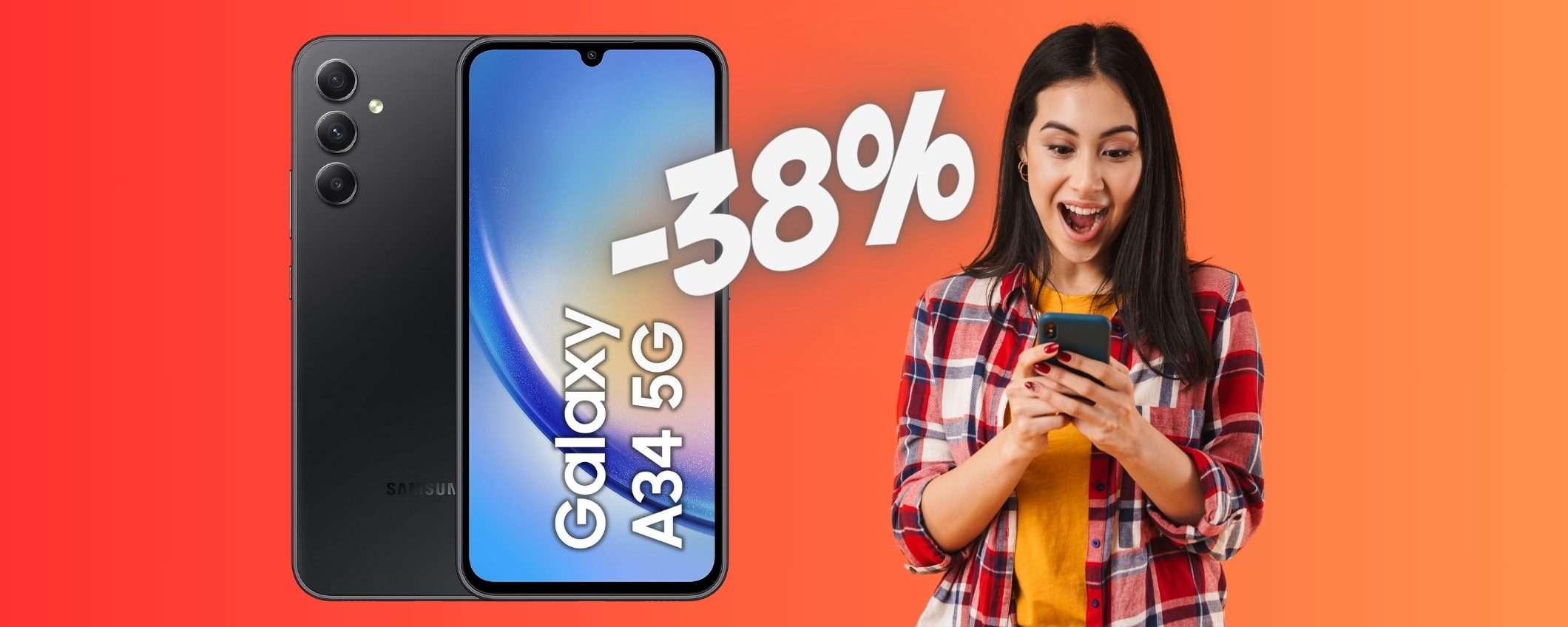 Samsung Galaxy A34 5G torna a un PREZZO da SOGNO (-38%)