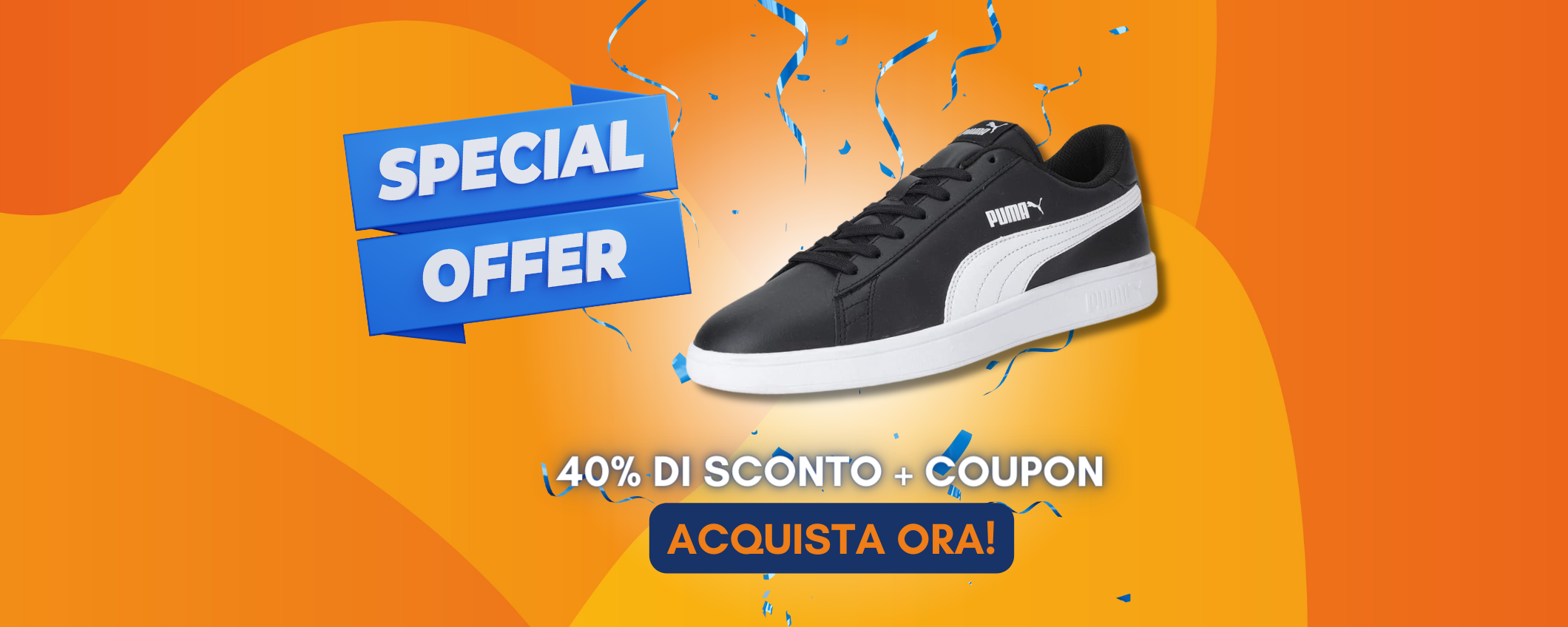 FOLLE doppio sconto su scarpe PUMA: 40% + 4,95€ di coupon