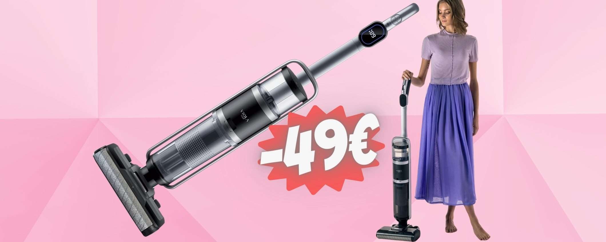 Scopa elettrica 2 in 1 che lava anche i pavimenti in SCONTO di 49€