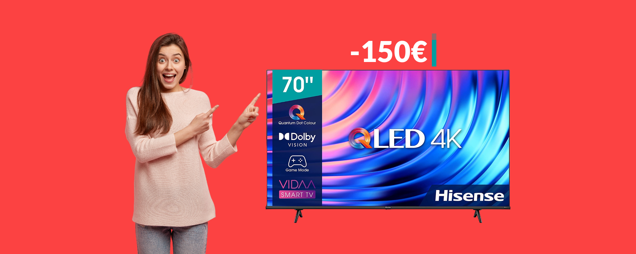 Smart TV 4K Hisense: ben 70 pollici di puro SPETTACOLO (-150€)