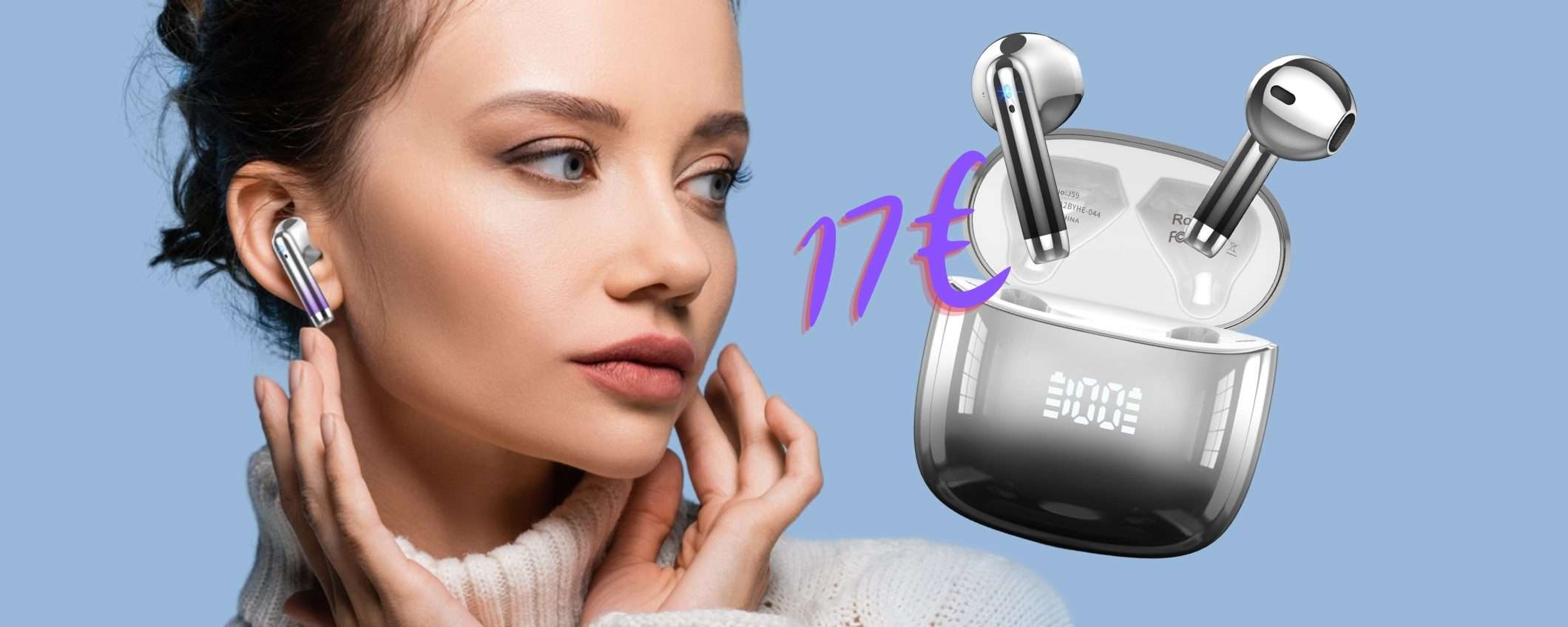 Solo 17€ e puoi avere questi auricolari wireless con 40h di autonomia