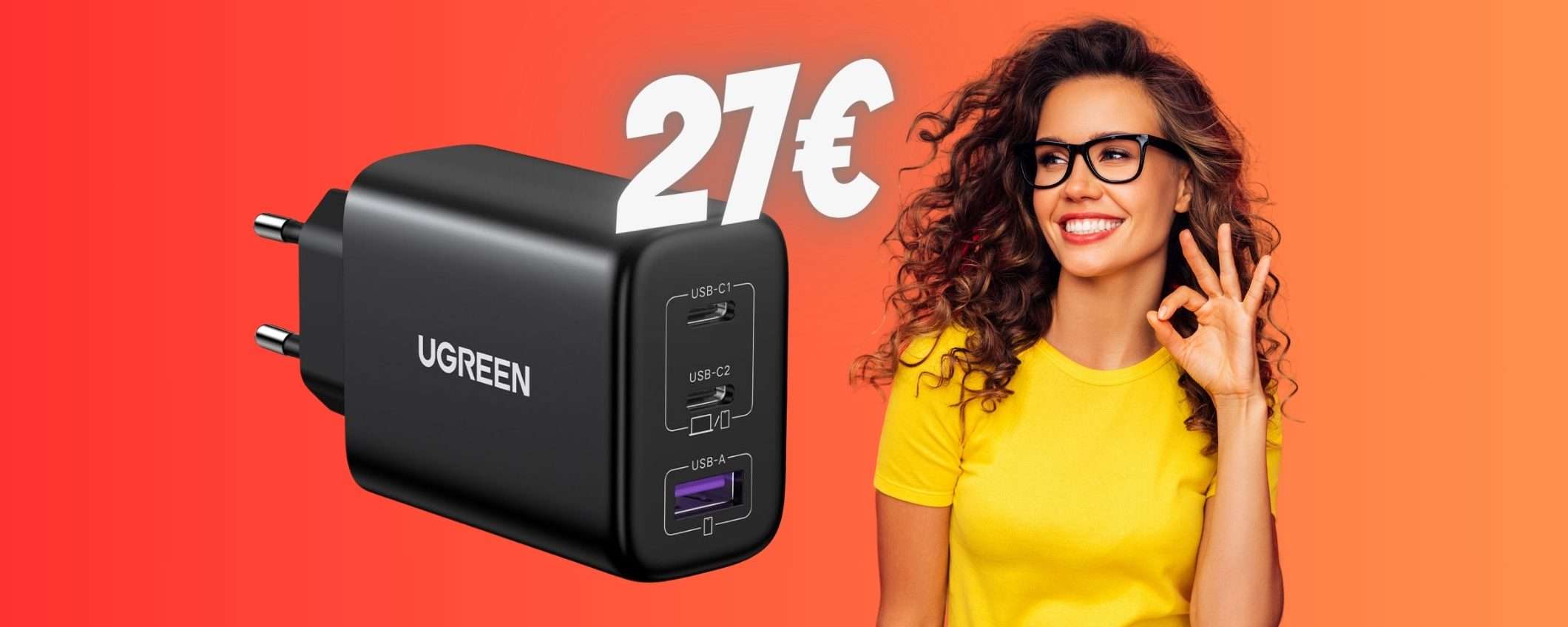 Super caricatore USB con potenza da 65W e 3 uscite veloci tuo a 27€