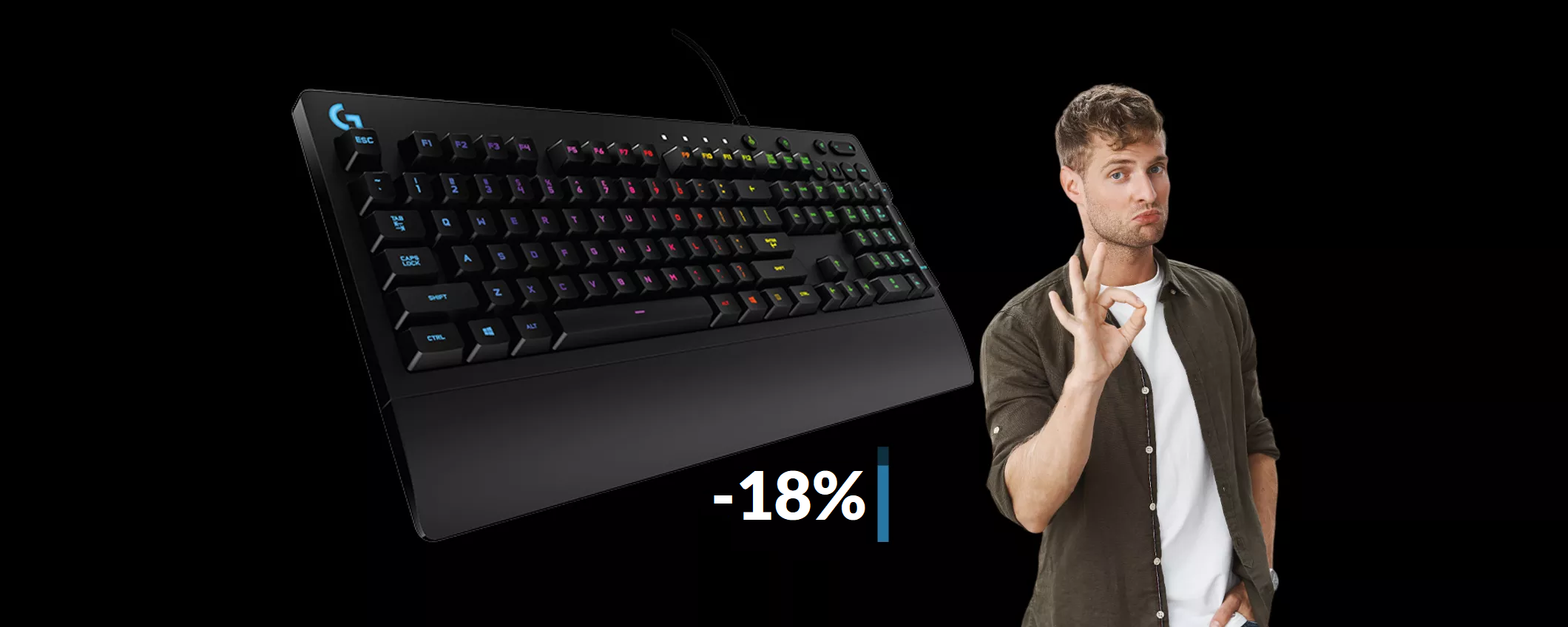 Tastiera gaming Logitech retroilluminata e impermeabile: solo 49€