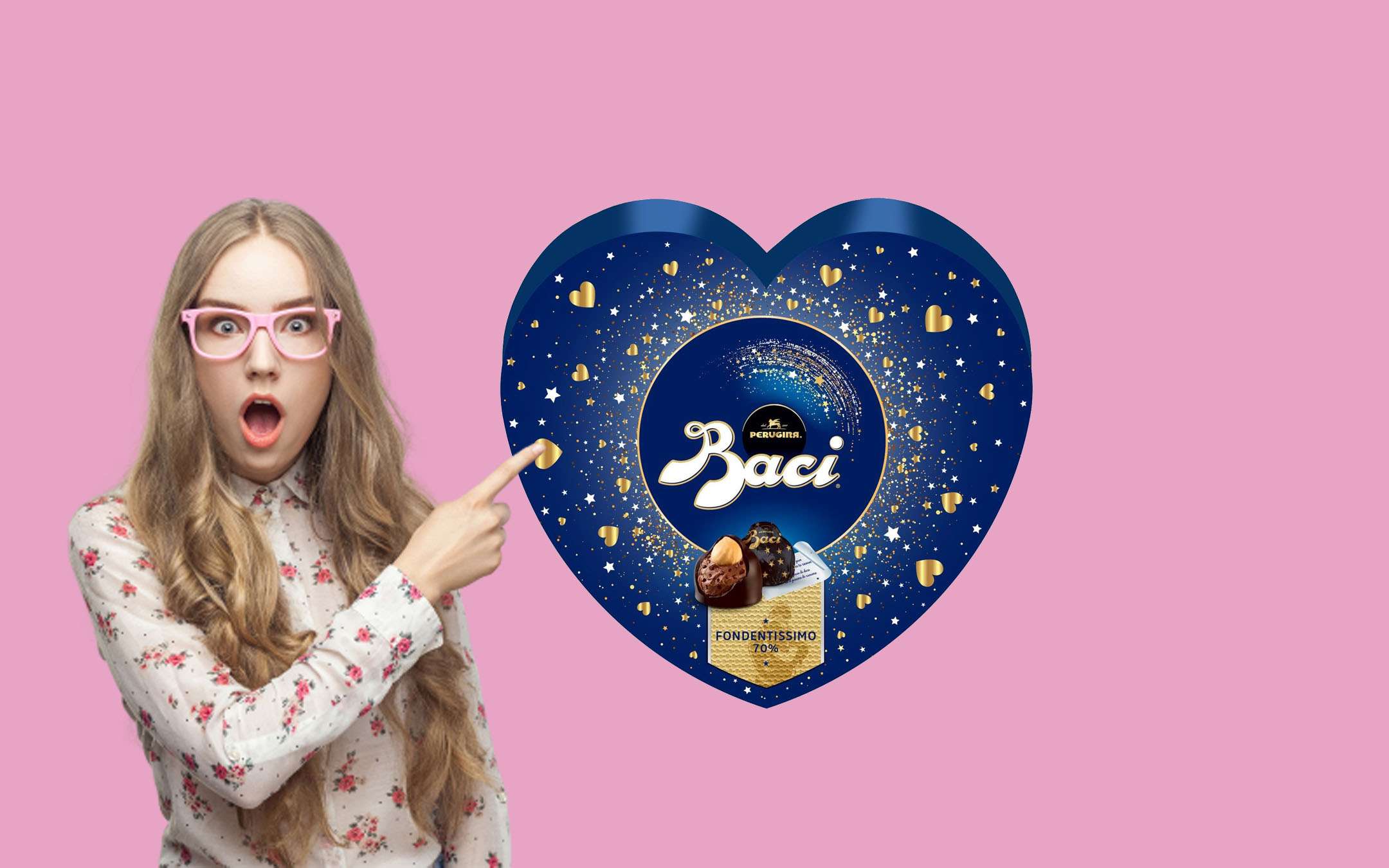 BACI PERUGINA Cioccolatini Fondenti ripieni al Gianduia Scatola Cuore San  Valentino 100g