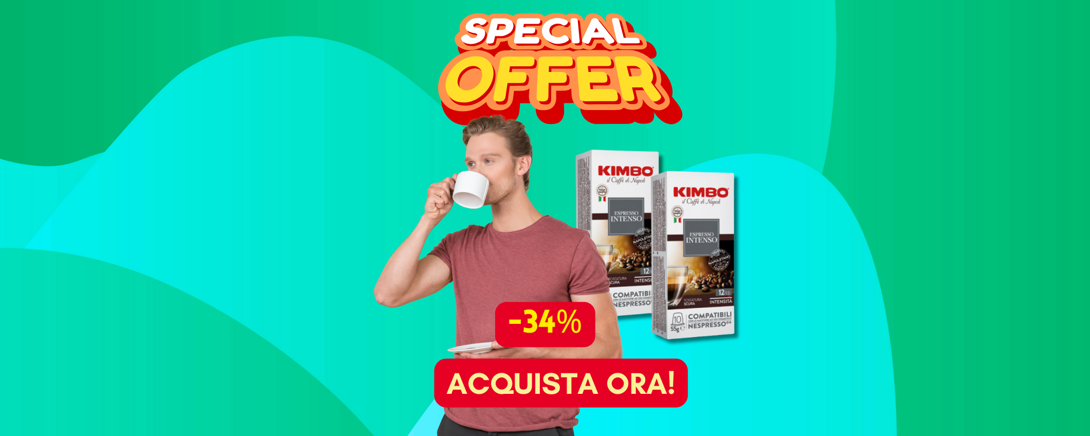 200 capsule Kimbo Espresso Intenso in sconto del 34%