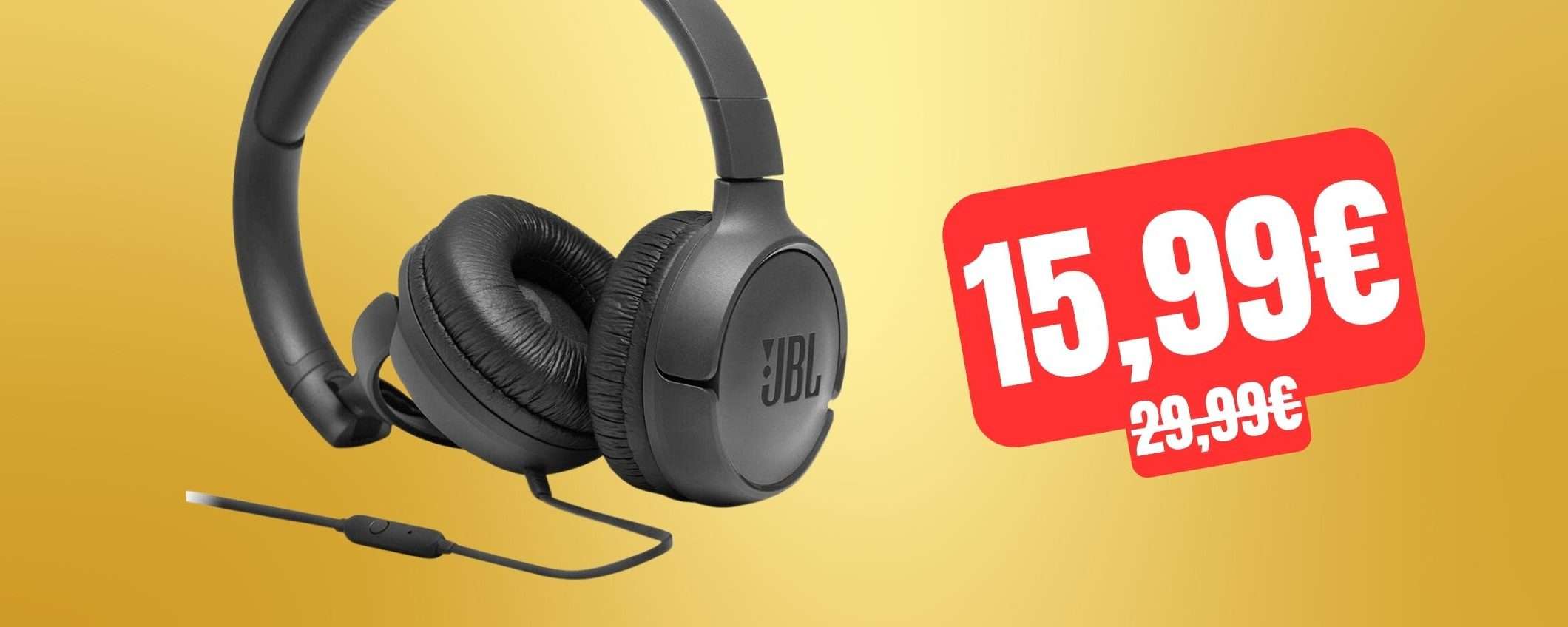 Cuffie JBL Tune 500: prezzo SHOCK su Amazon, tue a soli 15,99€