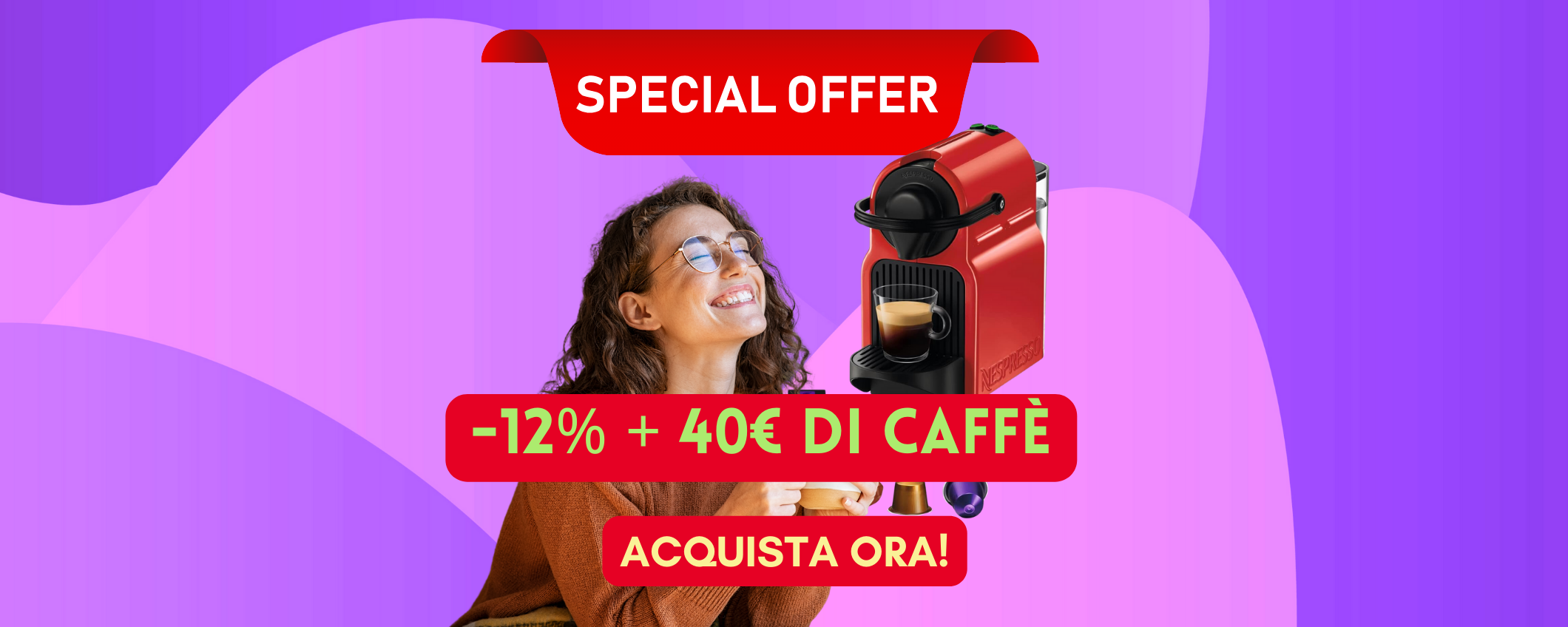 Inissia Nespresso by Krups in sconto del 12% + 40 di caffè omaggio!