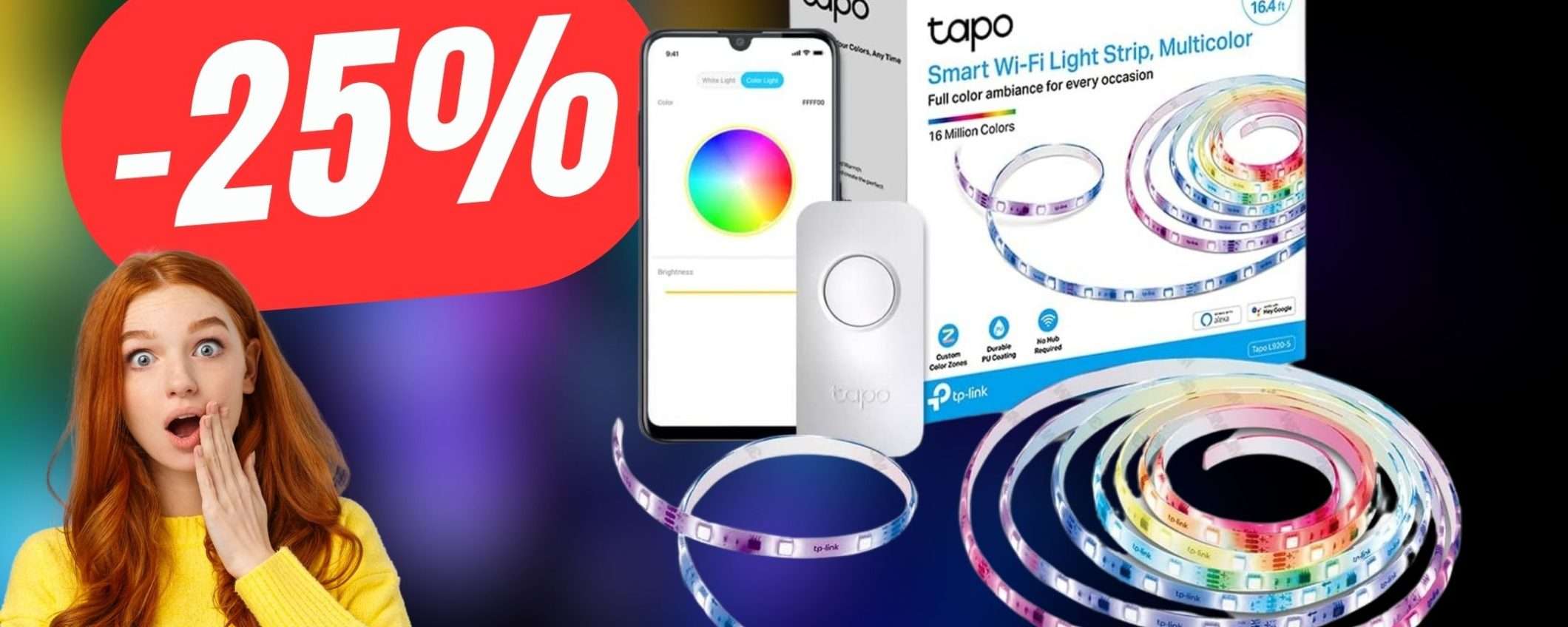 La Striscia LED Impermeabile e di altissima qualità TP-Link è in SCONTO del 25%!